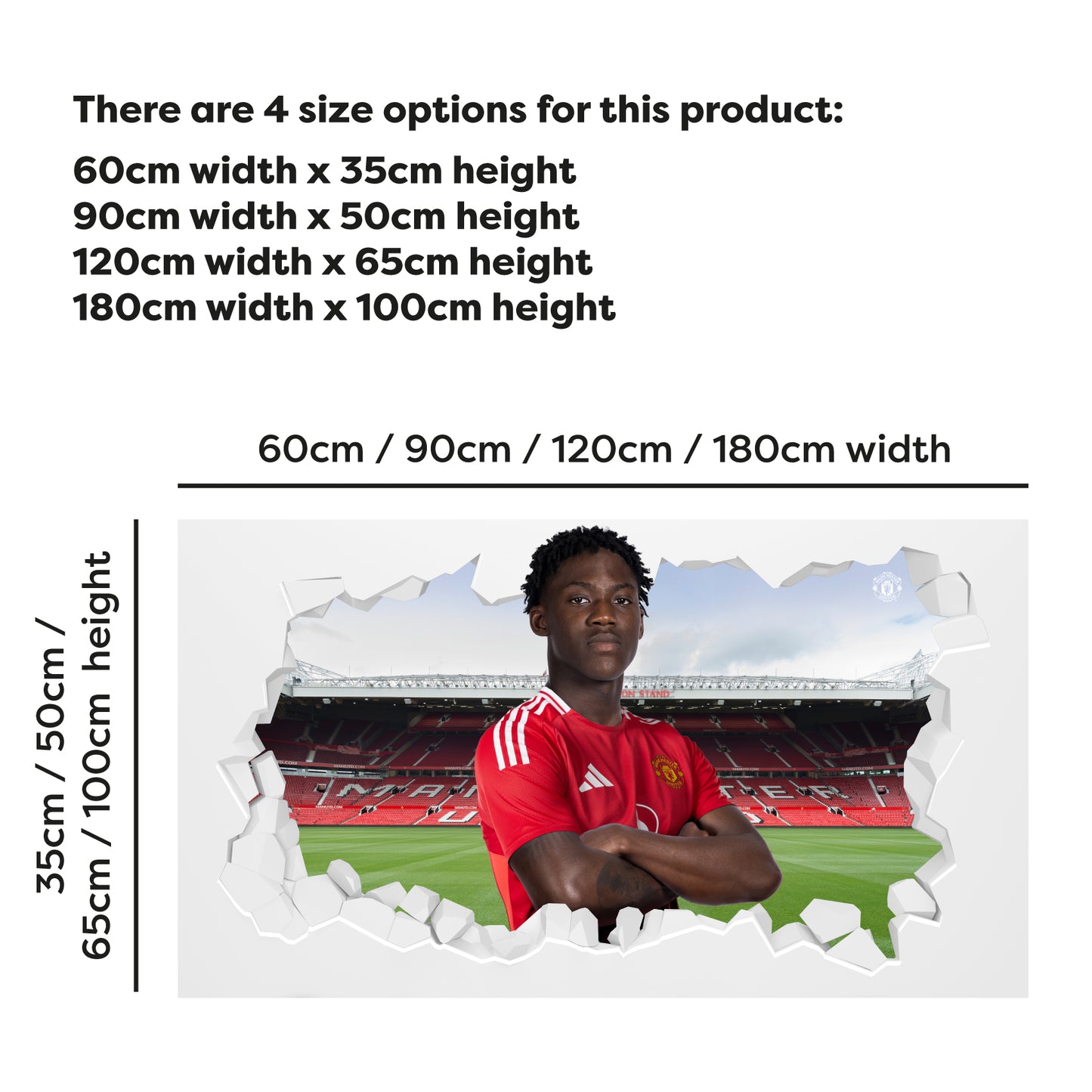 Manchester United FC Wall Sticker - Kobbie Mainoo 24/25 Broken Wall Decal