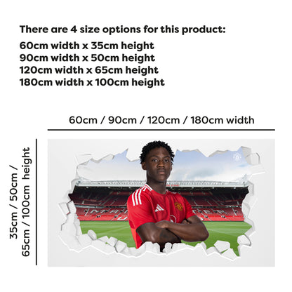 Manchester United FC Wall Sticker - Kobbie Mainoo 24/25 Broken Wall Decal