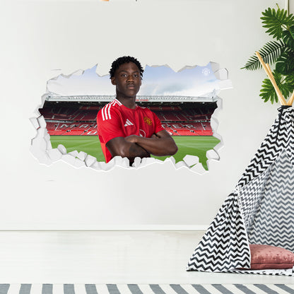 Manchester United FC Wall Sticker - Kobbie Mainoo 24/25 Broken Wall Decal