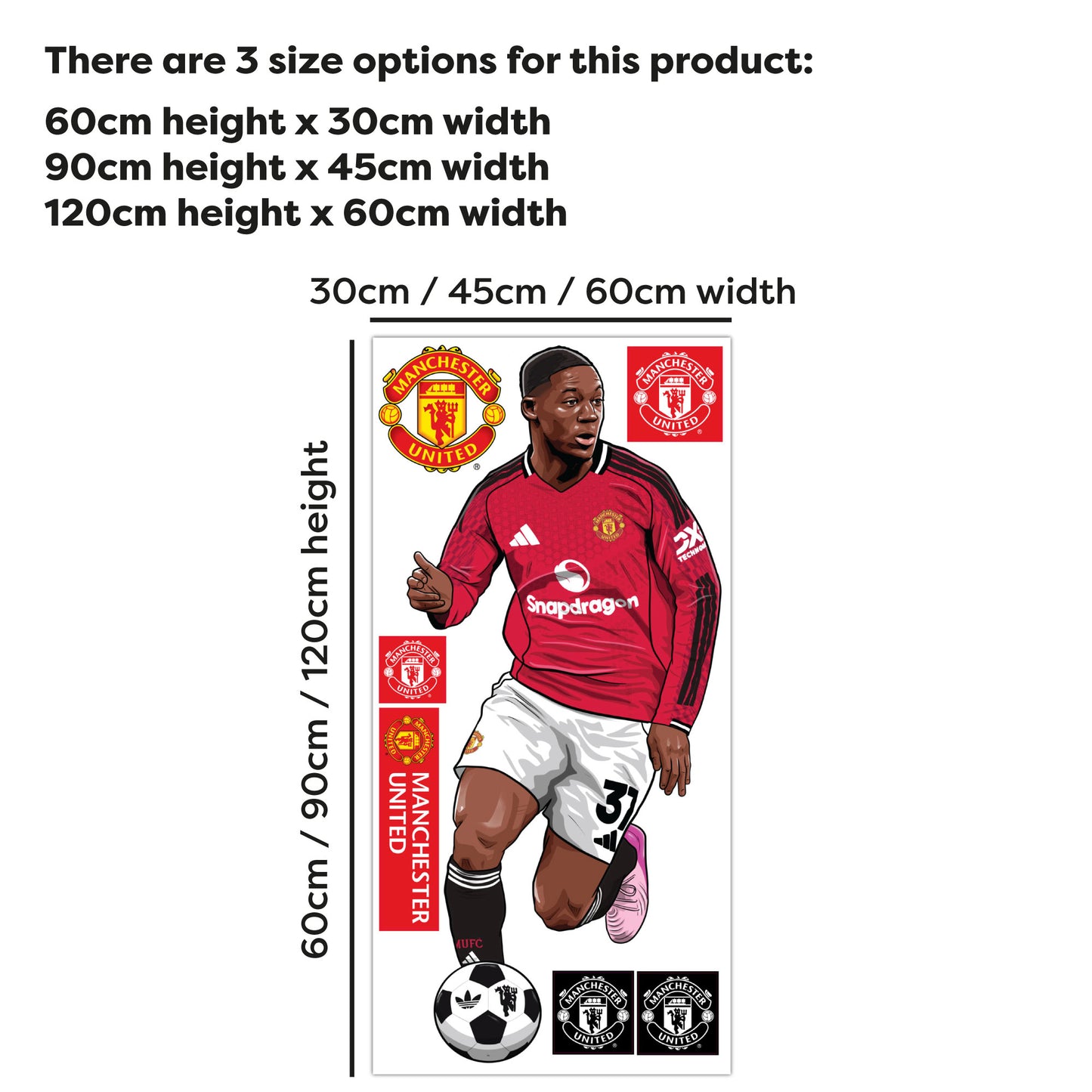 Manchester United FC Wall Sticker - Mainoo 25-26 Illustration Decal Art