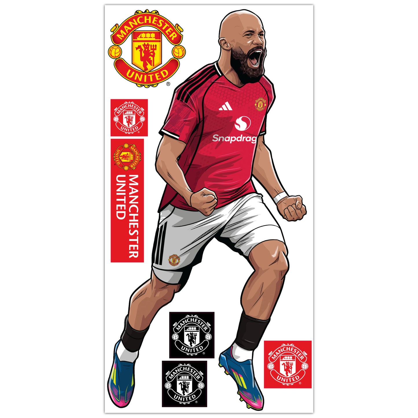 Manchester United FC Wall Sticker - Mbeumo 25-26 Illustration Decal Art