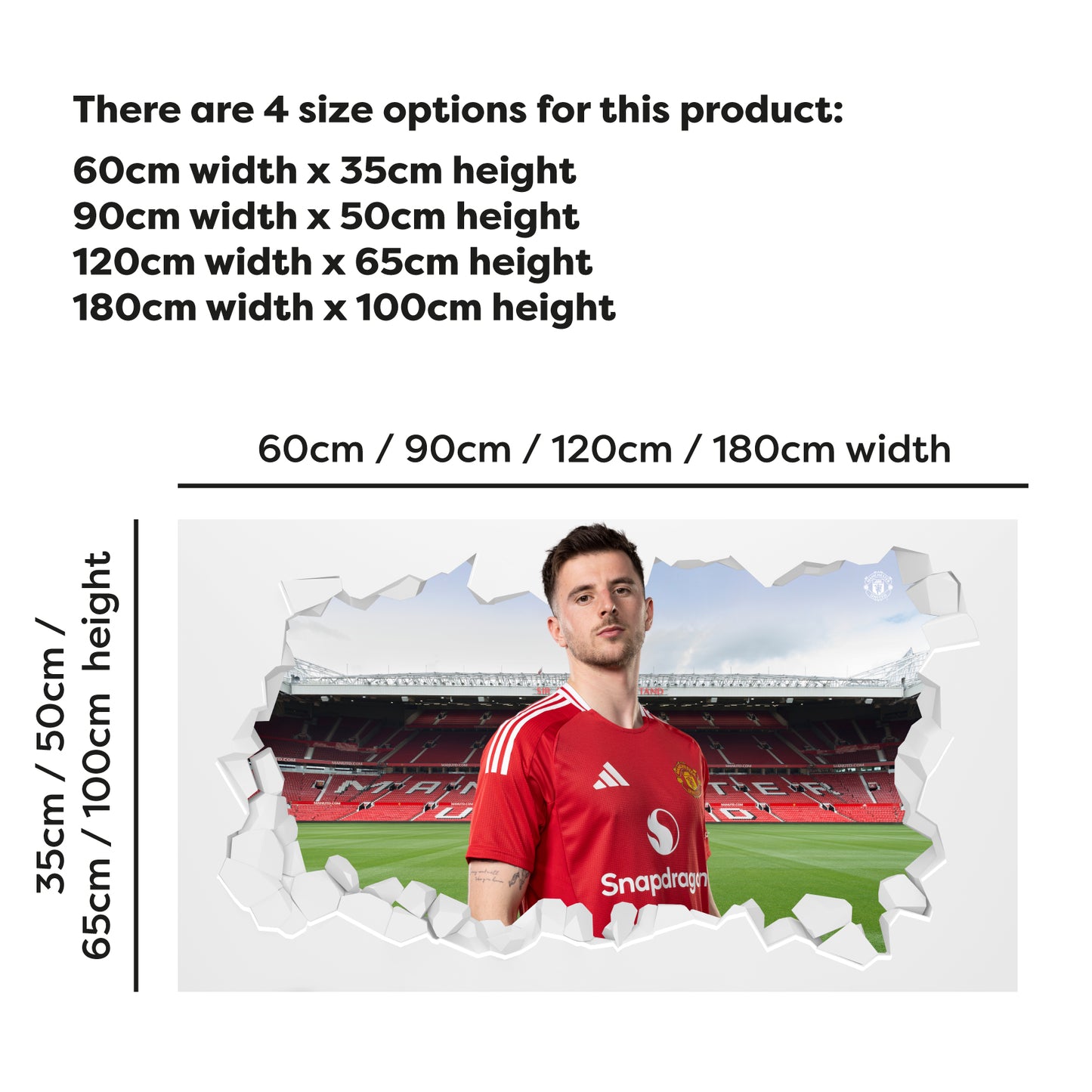 Manchester United FC Wall Sticker - Mason Mount 24/25 Broken Wall Decal