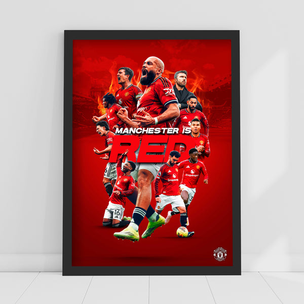 Manchester United FC Print - Manchester is Red Collage Poster