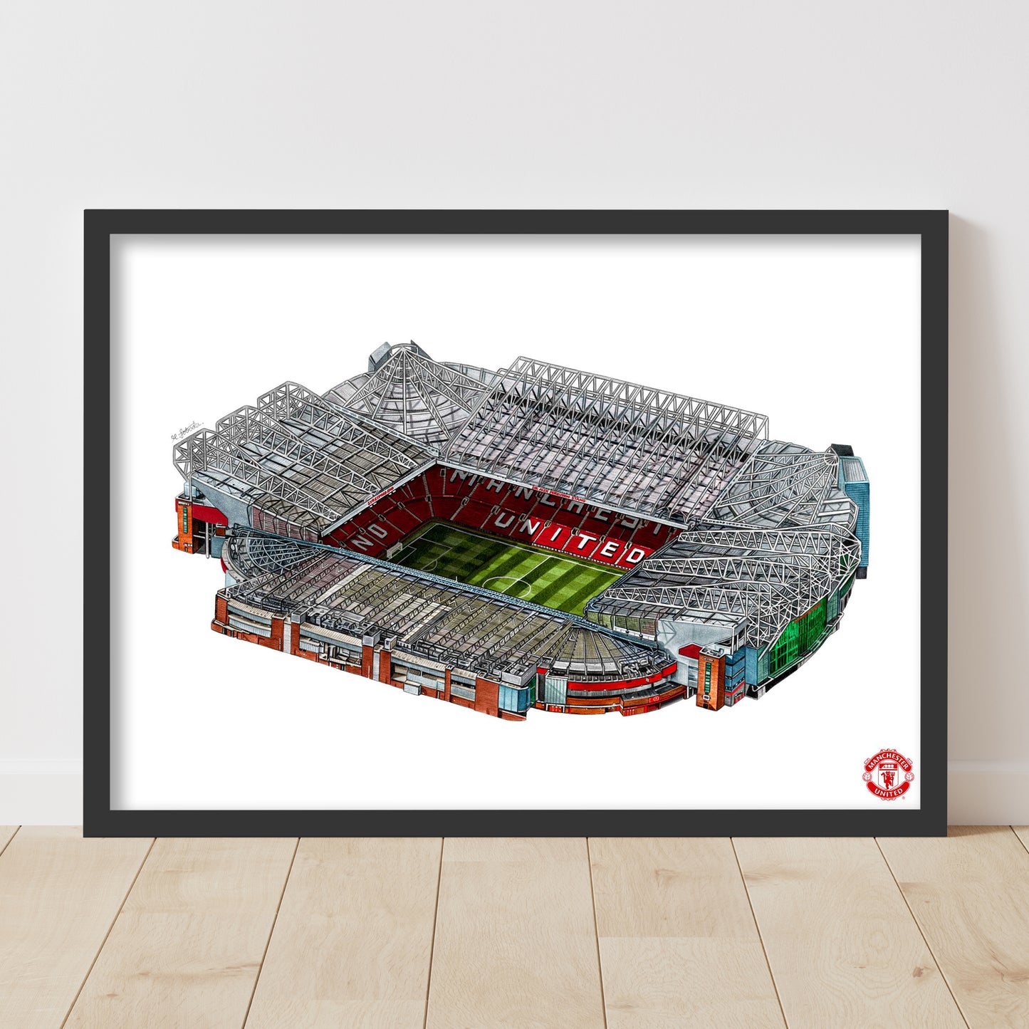 Manchester United FC Print - Marc Loboda Hand Drawn Old Trafford Stadium Poster