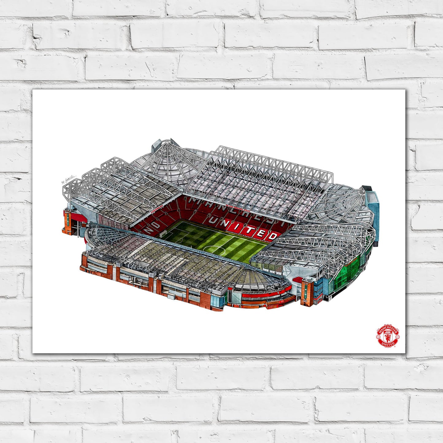 Manchester United FC Print - Marc Loboda Hand Drawn Old Trafford Stadium Poster