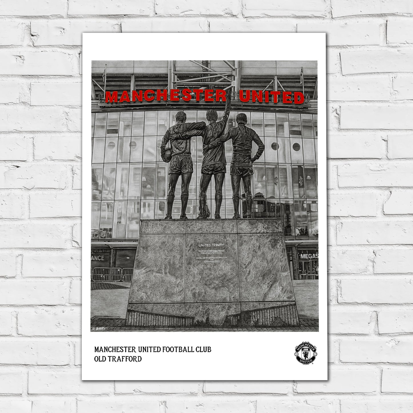 Manchester United FC Print - Marc Loboda Trinity Statue Poster
