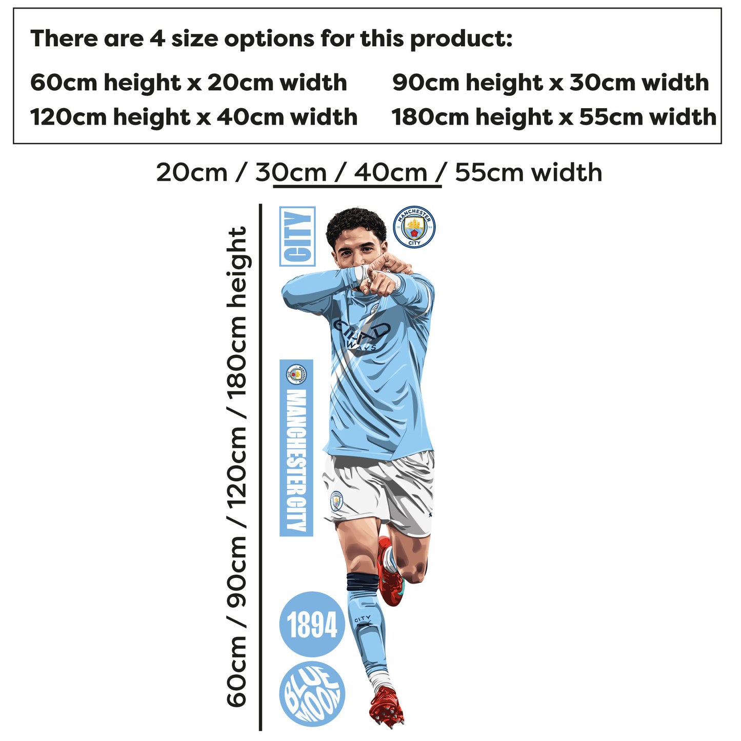 Official Manchester City - Omar Marmoush 25-26 Illustration Wall Sticker + Decal Set
