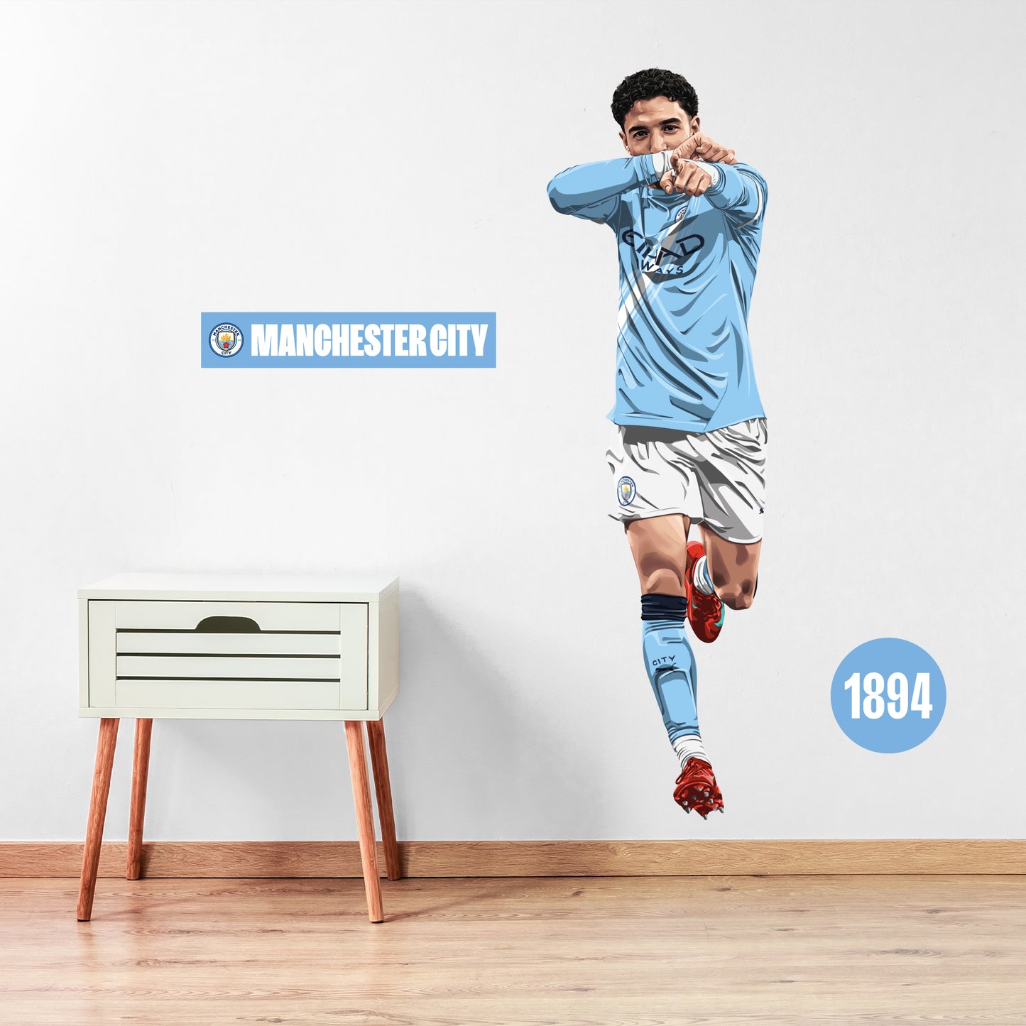 Official Manchester City - Omar Marmoush 25-26 Illustration Wall Sticker + Decal Set