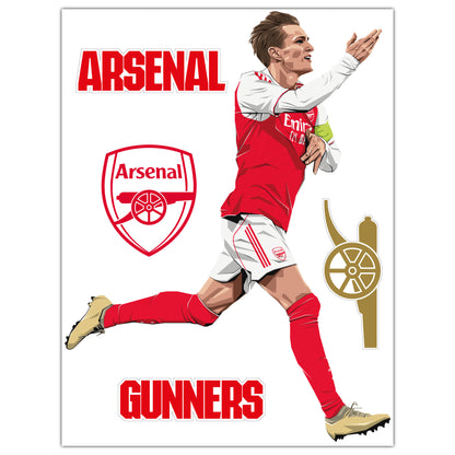 Arsenal FC Wall Sticker - Martin Odegaard 25-26 Illustration + AFC Decals
