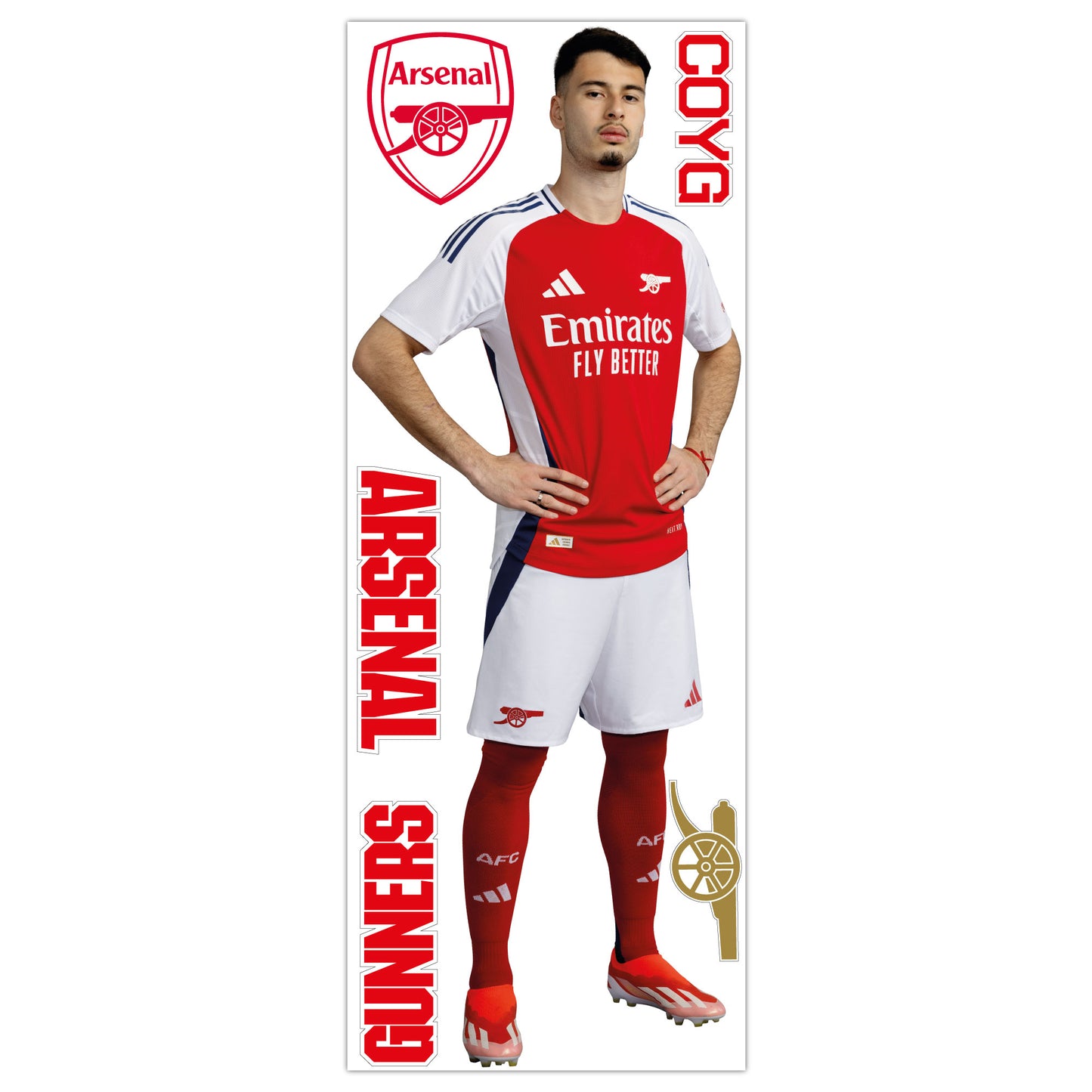 Arsenal FC - Gabriel Martinelli 24/25 Player Wall Sticker + Gunners Decal Set