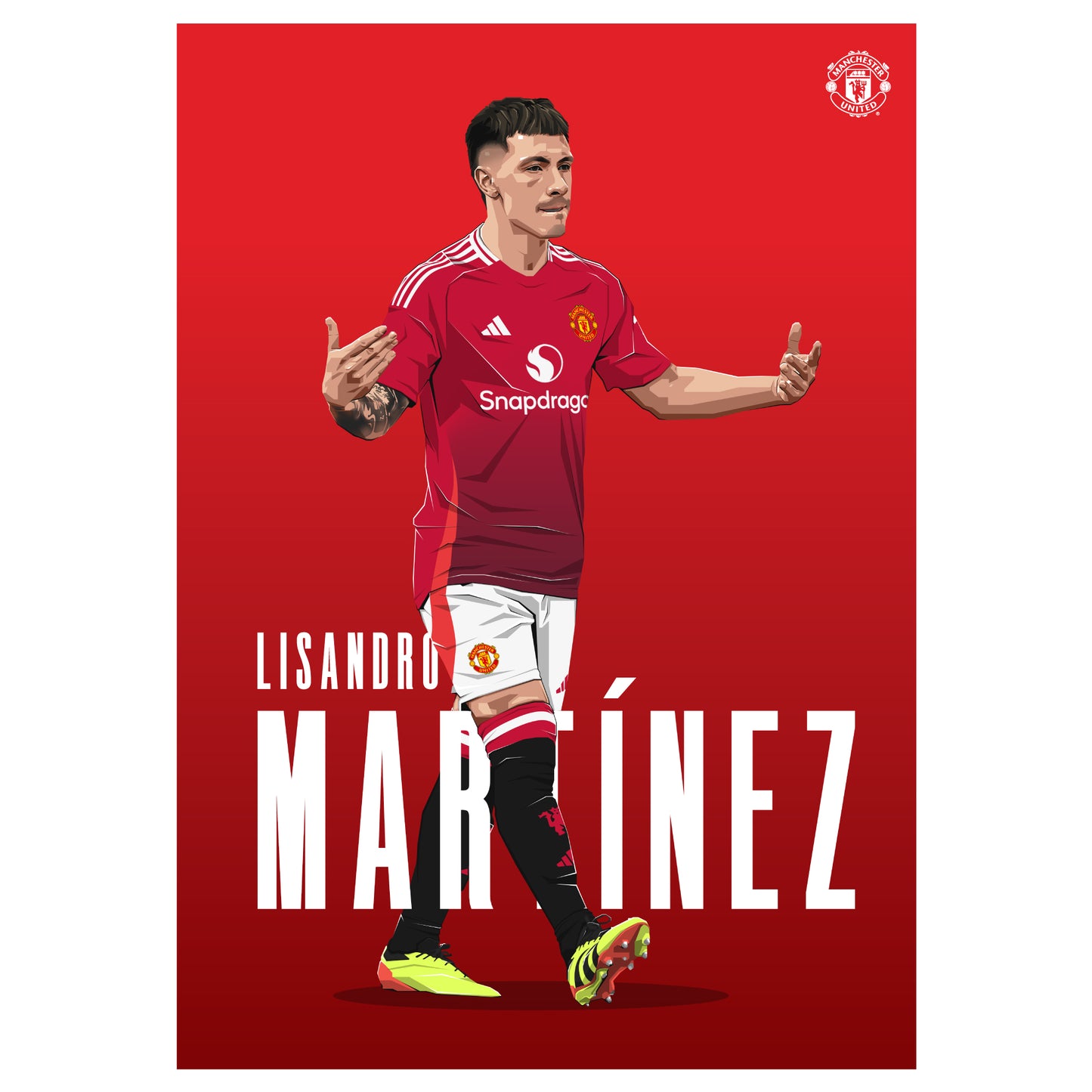 Manchester United FC Print - Martinez 24/25 Illustration Player Poster Football Wall Art