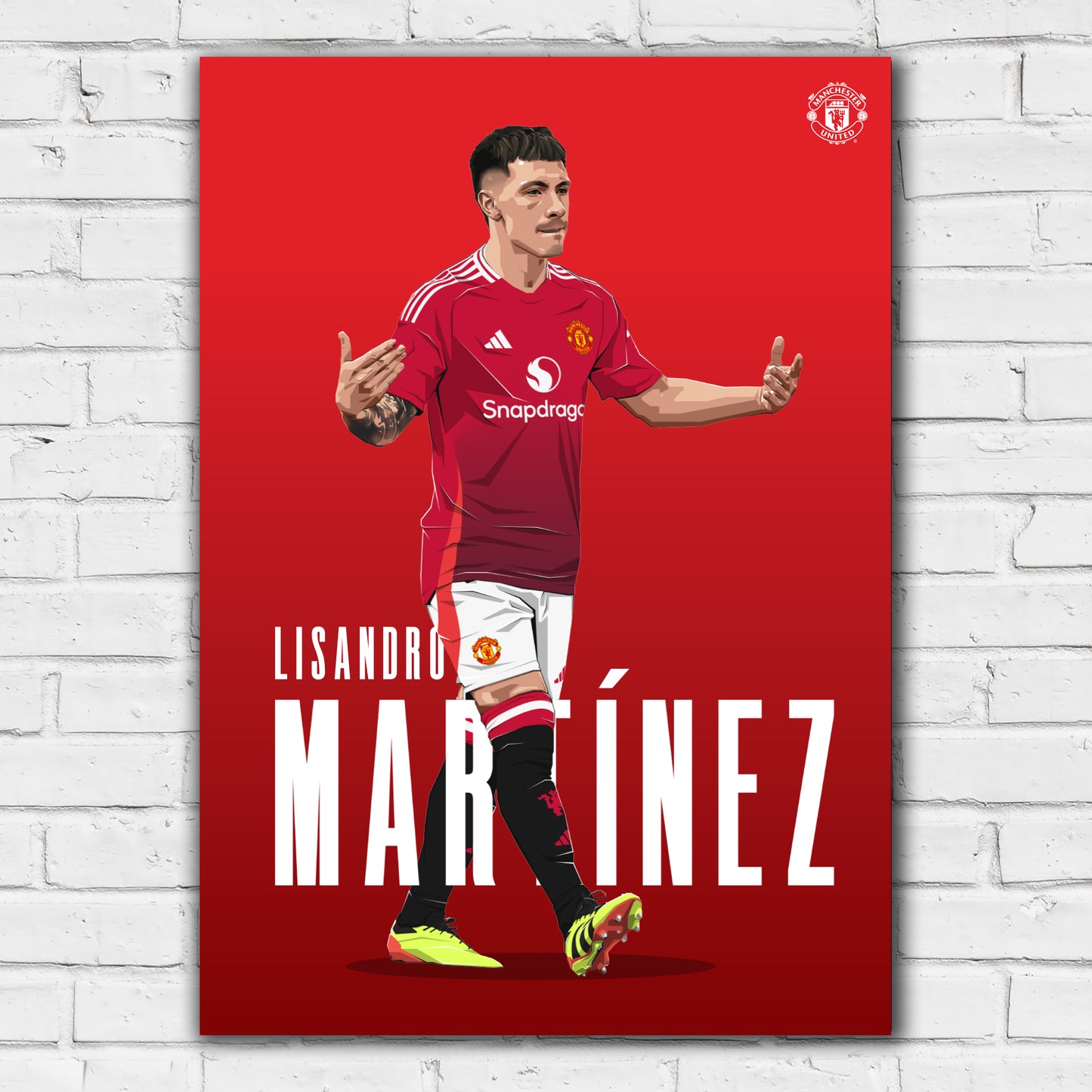 Manchester United FC Print - Martinez 24/25 Illustration Player Poster Football Wall Art