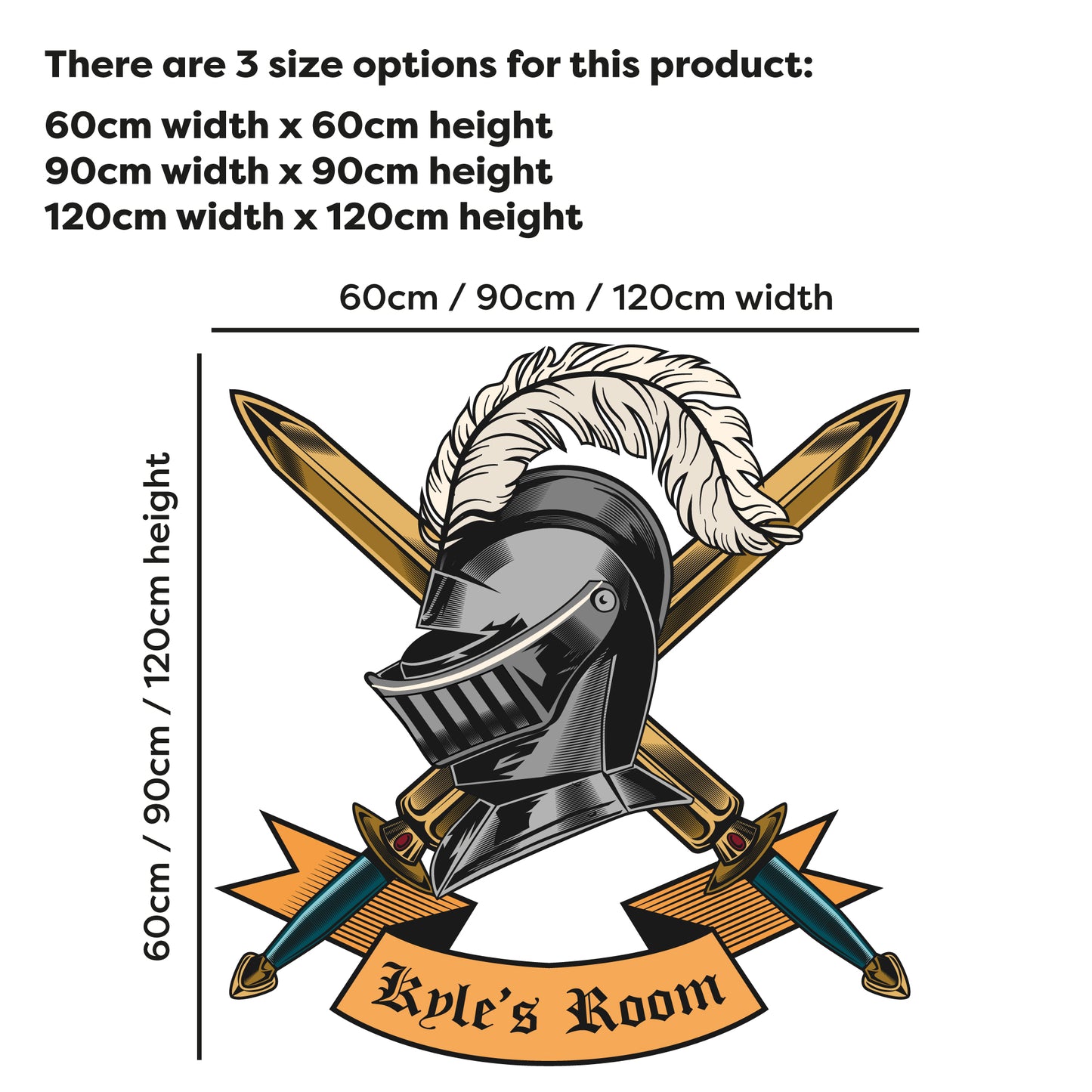 Medieval Wall Sticker - Armour And Scroll Personalised Decal Wall Art