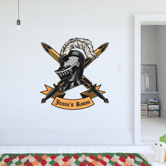 Medieval Wall Sticker - Armour And Scroll Personalised Decal Wall Art