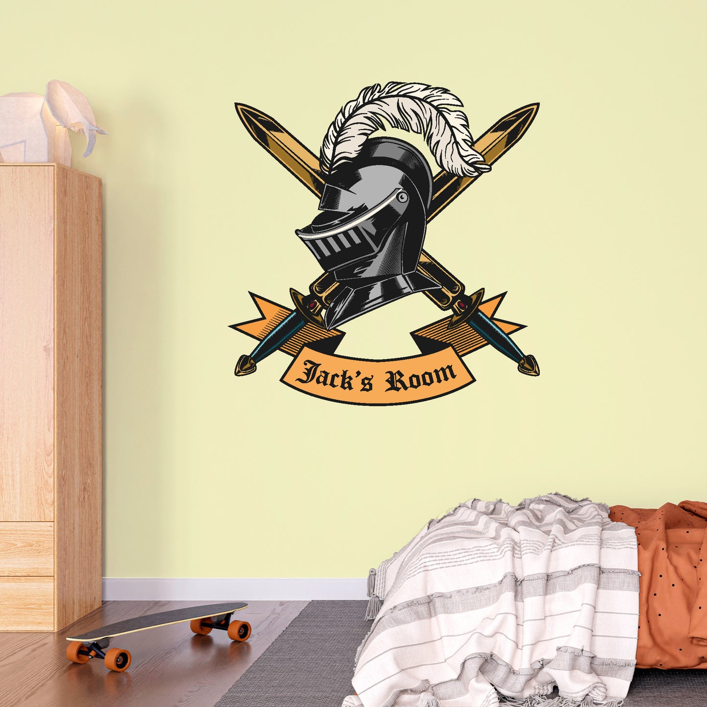 Medieval Wall Sticker - Armour And Scroll Personalised Decal Wall Art