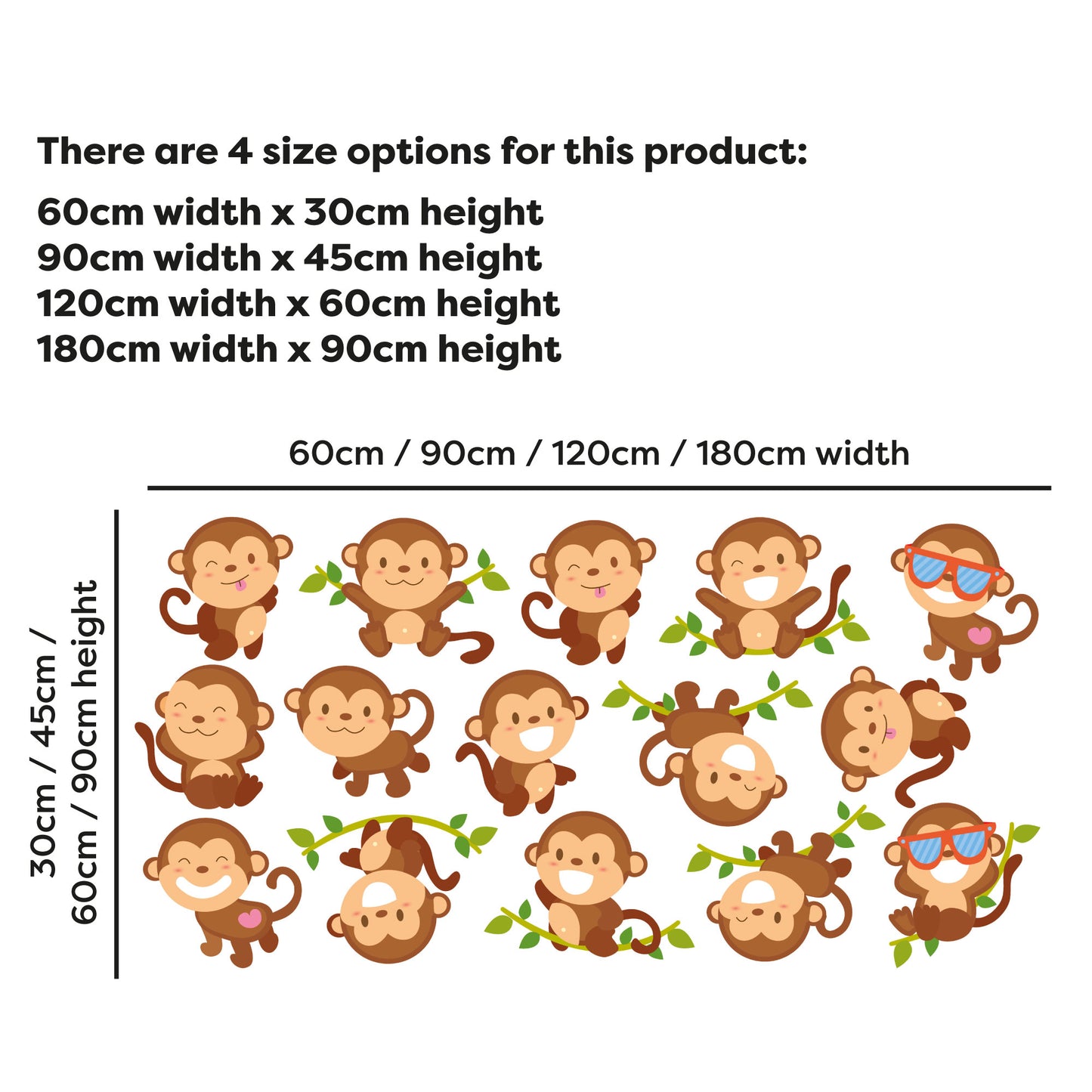 Jungle Animal Wall Sticker - Monkey Decal Set Wall Art