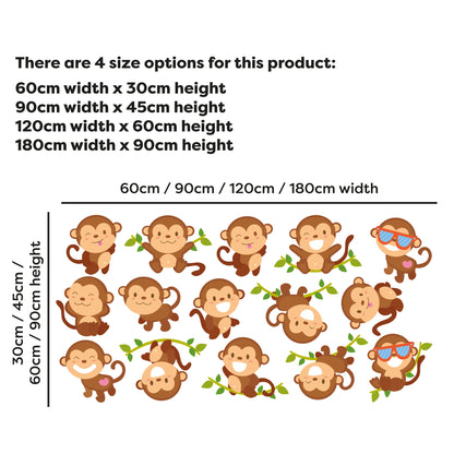 Jungle Animal Wall Sticker - Monkey Decal Set Wall Art