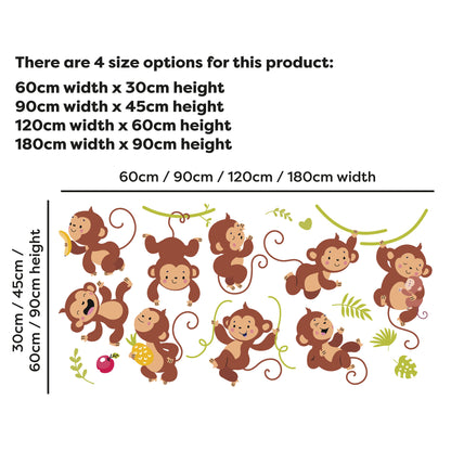 Jungle Animal Wall Sticker - Playful Monkeys Decal Set Wall Sticker
