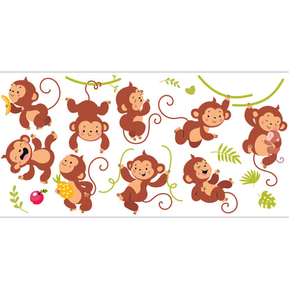 Jungle Animal Wall Sticker - Playful Monkeys Decal Set Wall Art
