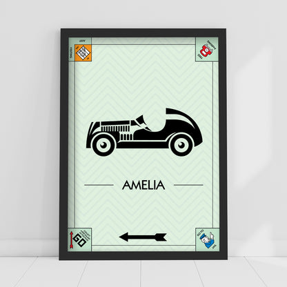 Monopoly Print - Car Token Personalised Poster Wall Art