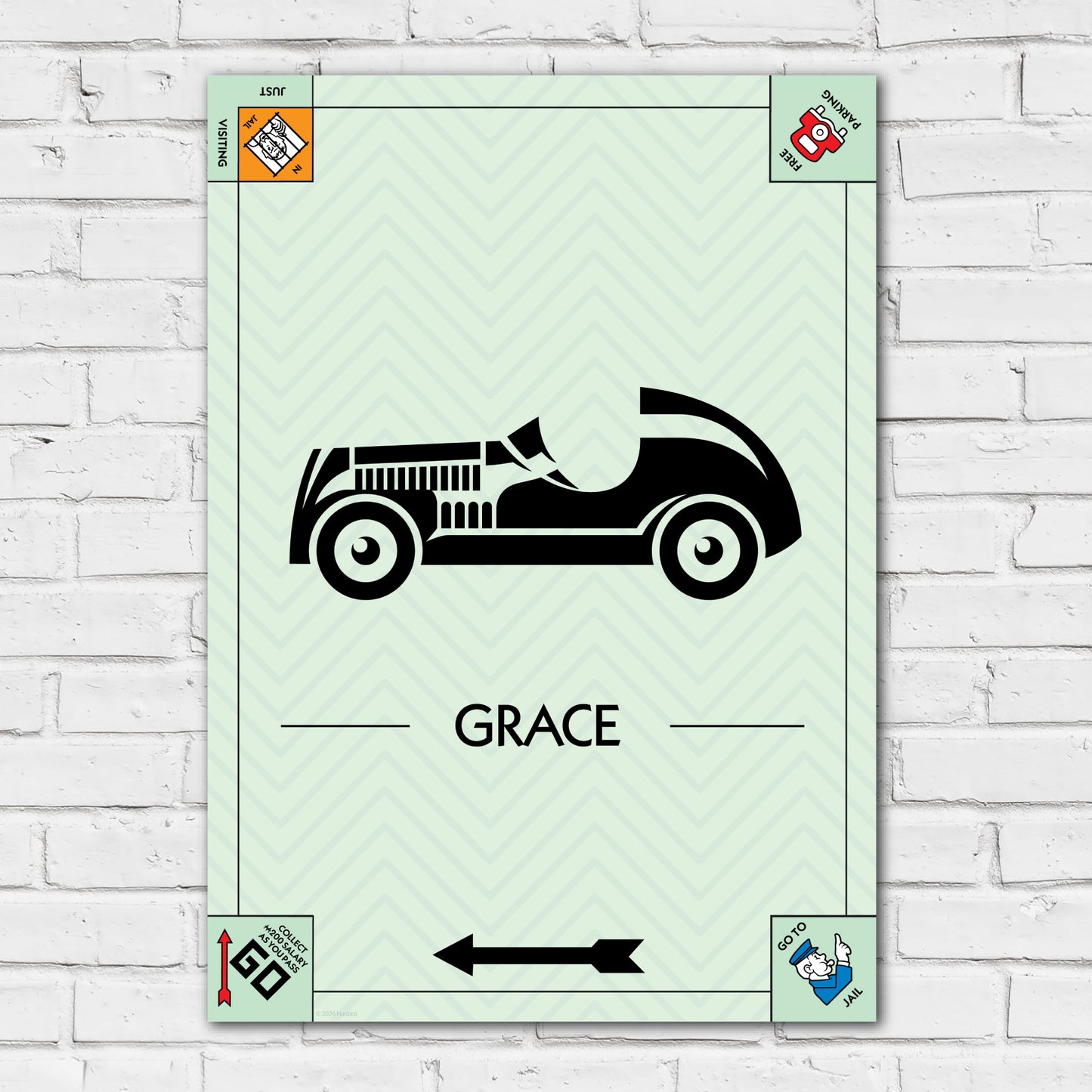 Monopoly Print - Car Token Personalised Poster Wall Art