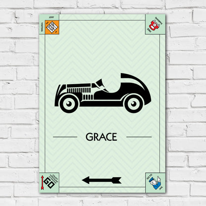 Monopoly Print - Car Token Personalised Poster Wall Art