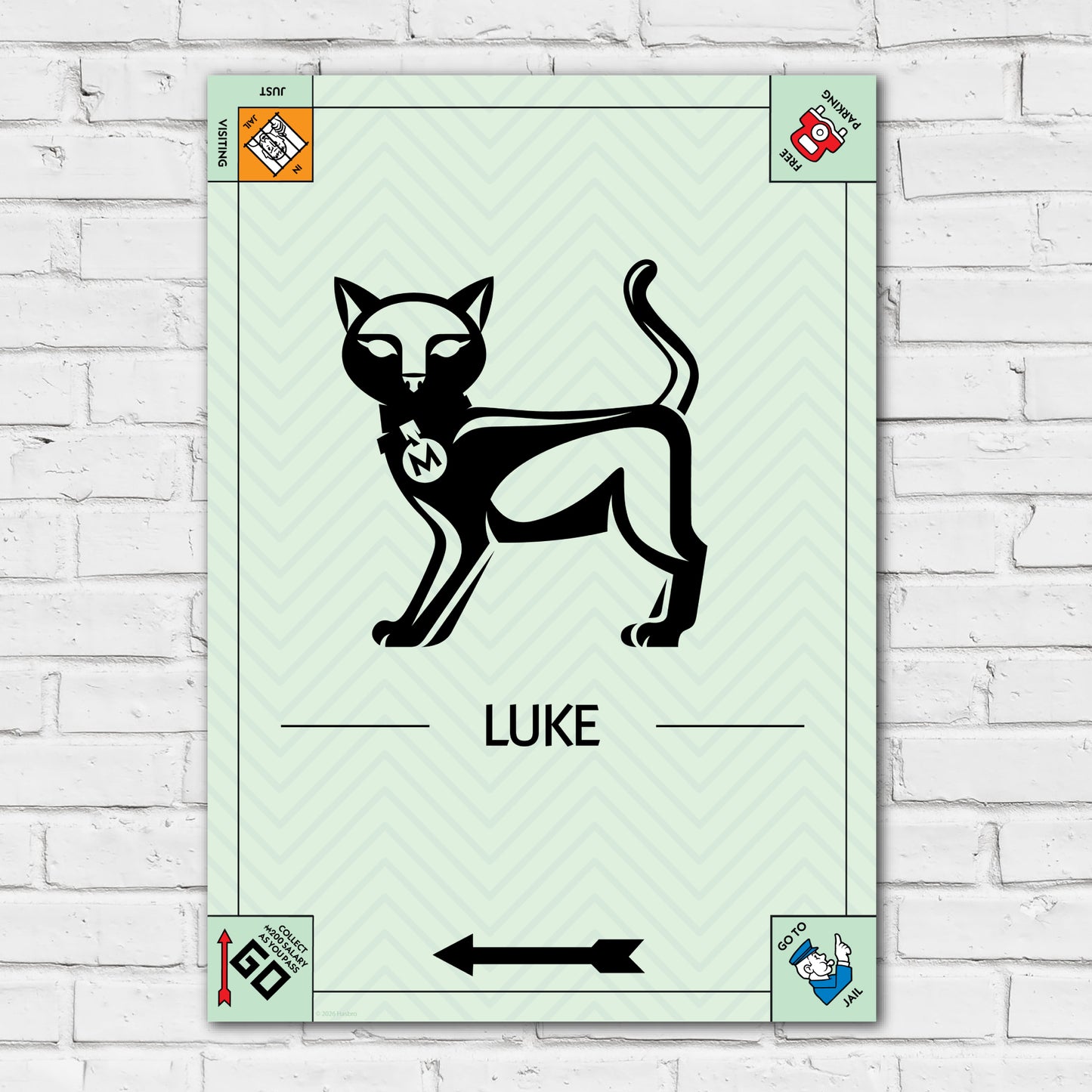 Monopoly Print - Cat Token Personalised Poster Wall Art