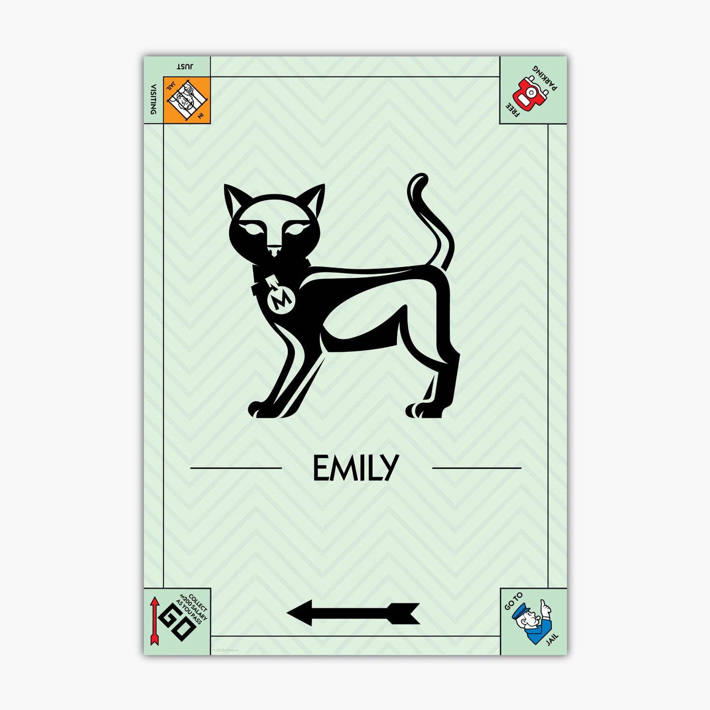 Monopoly Print - Cat Token Personalised Poster Wall Art
