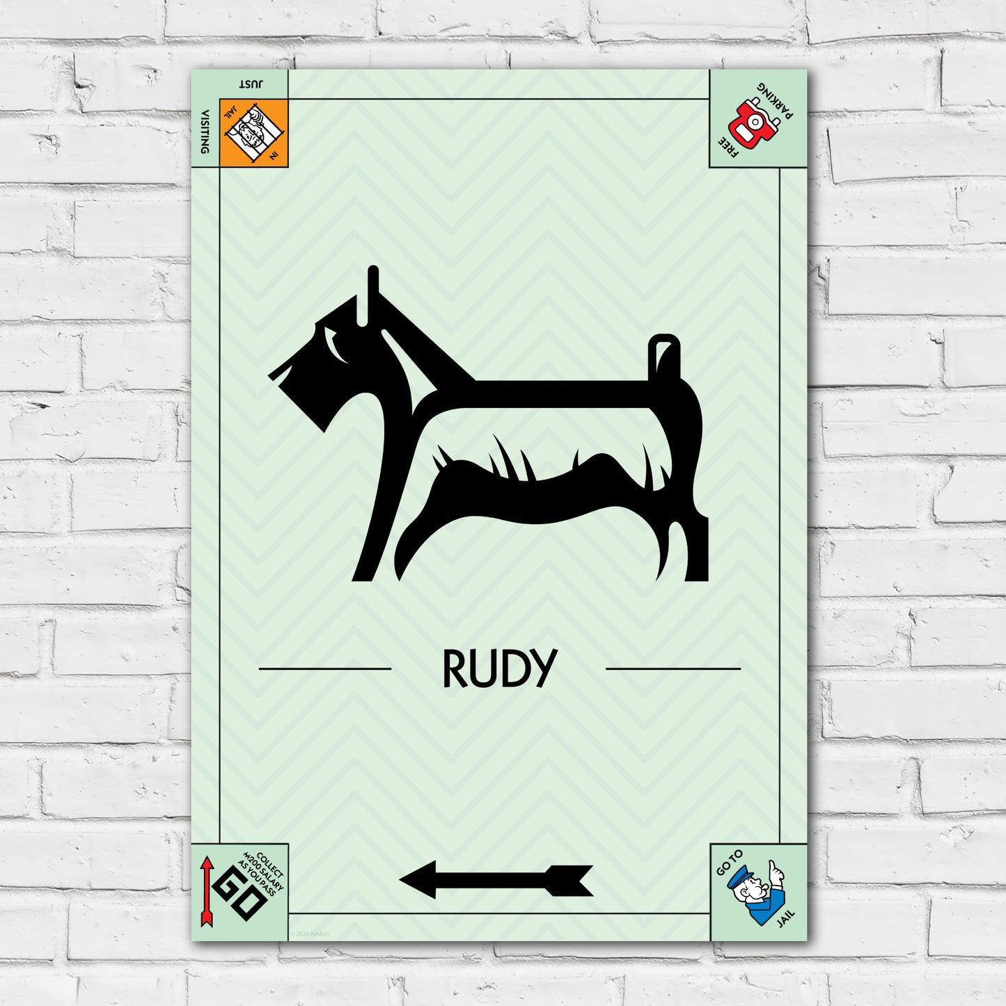 Monopoly Print - Dog Token Personalised Poster Wall Art