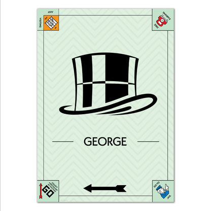 Monopoly Print - Hat Token Personalised Poster Wall Art