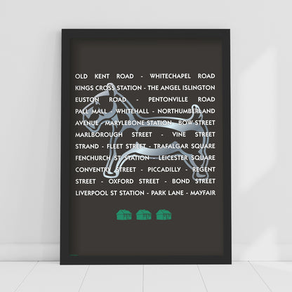 Monopoly Print - Property Spaces Black Poster Wall Art