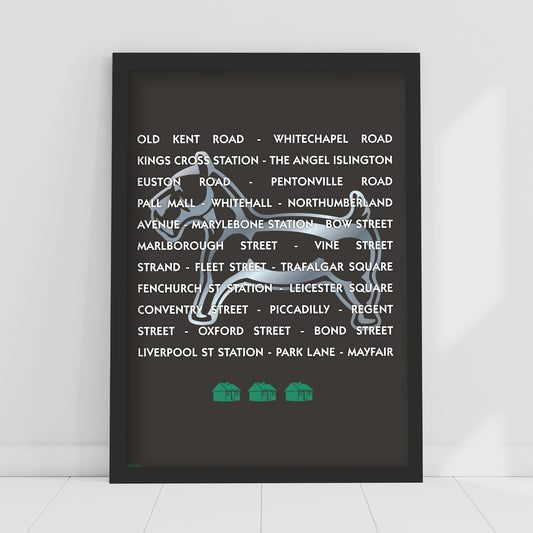 Monopoly Print - Property Spaces Black Poster Wall Art
