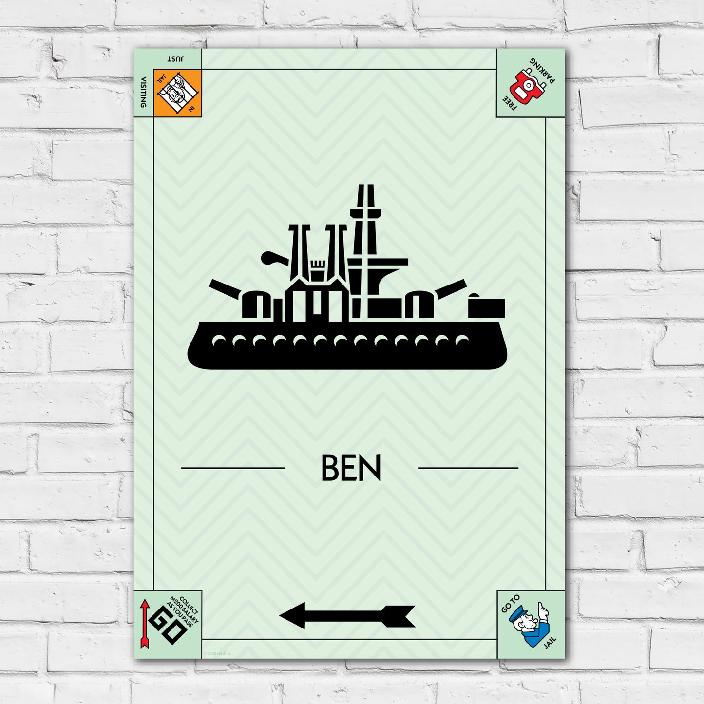 Monopoly Print - Ship Token Personalised Poster Wall Art