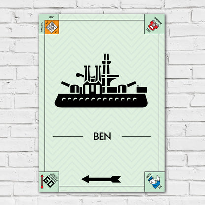 Monopoly Print - Ship Token Personalised Poster Wall Art