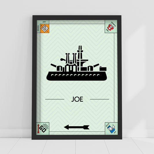 Monopoly Print - Ship Token Personalised Poster Wall Art