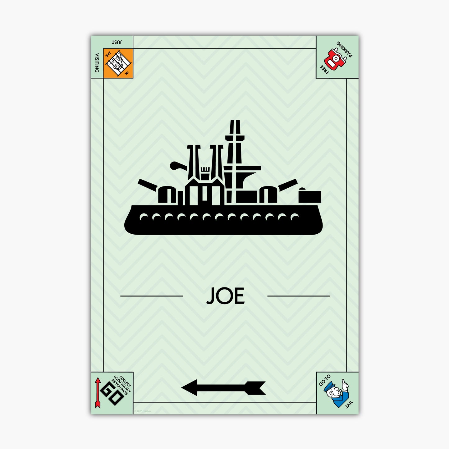 Monopoly Print - Ship Token Personalised Poster Wall Art