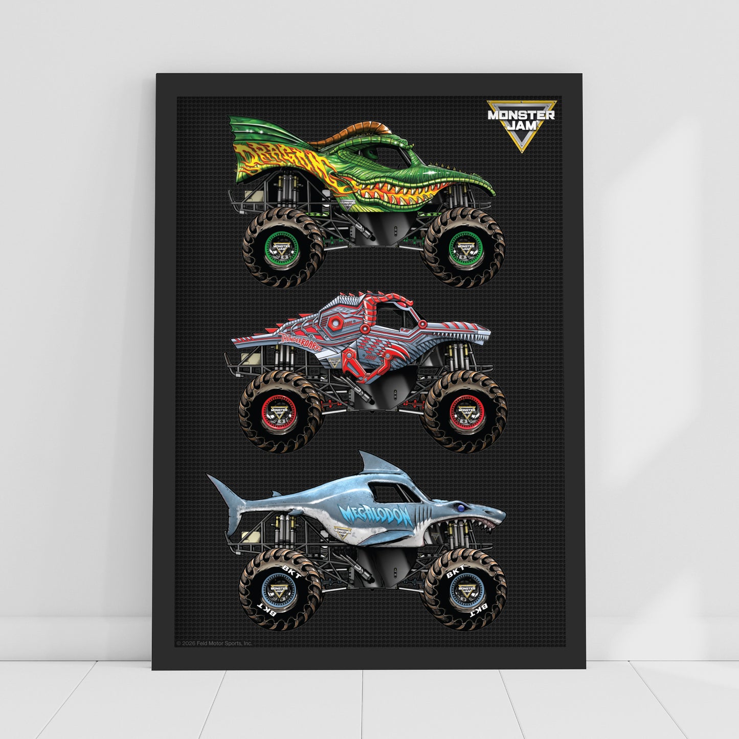 Monster Jam Print - 3 Trucks Poster Wall Art