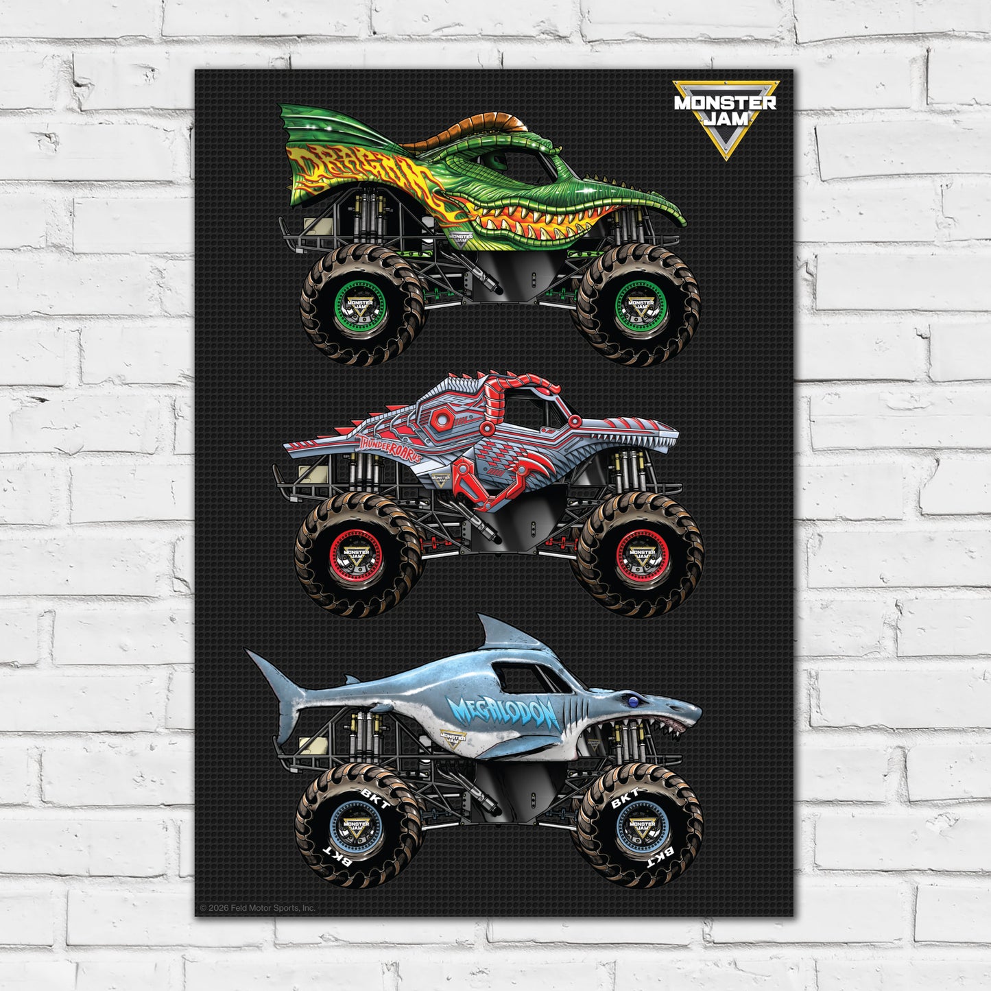 Monster Jam Print - 3 Trucks Poster Wall Art