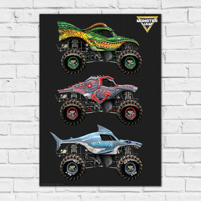 Monster Jam Print - 3 Trucks Poster Wall Art