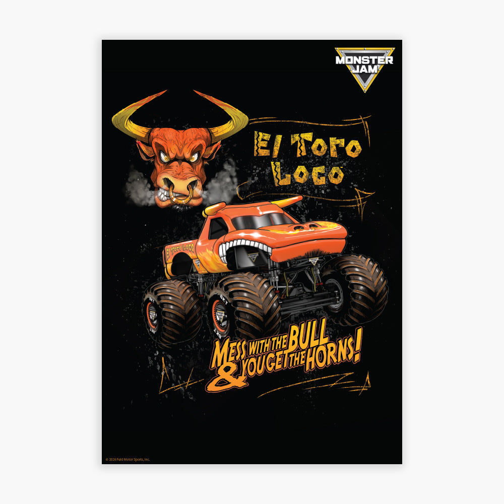 Monster Jam Print - El Toro Loco Monster Jam Truck Poster Wall Art