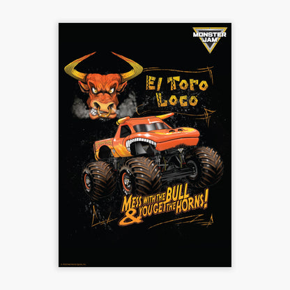 Monster Jam Print - El Toro Loco Monster Jam Truck Poster Wall Art