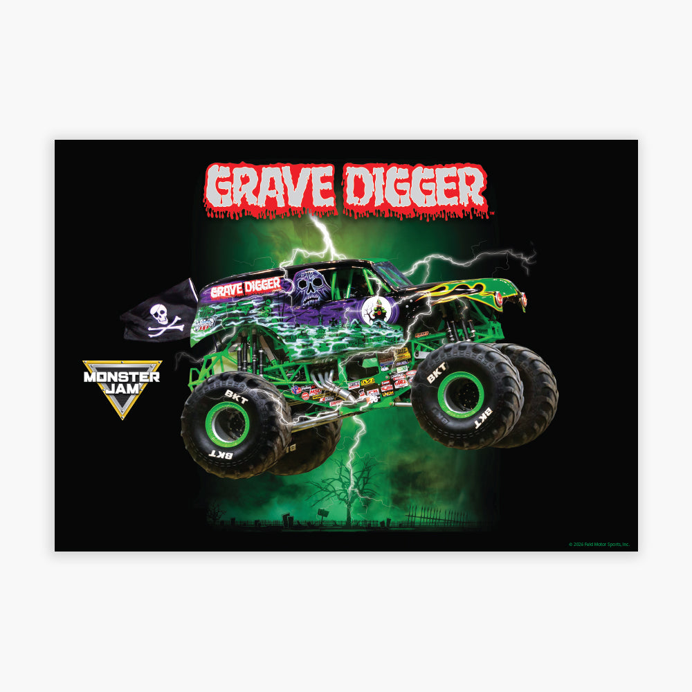 Monster Jam Print - Grave Digger Graveyard Poster Wall Art