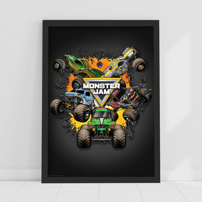 Monster Jam Print - Group Breaking Wall Poster Wall Art