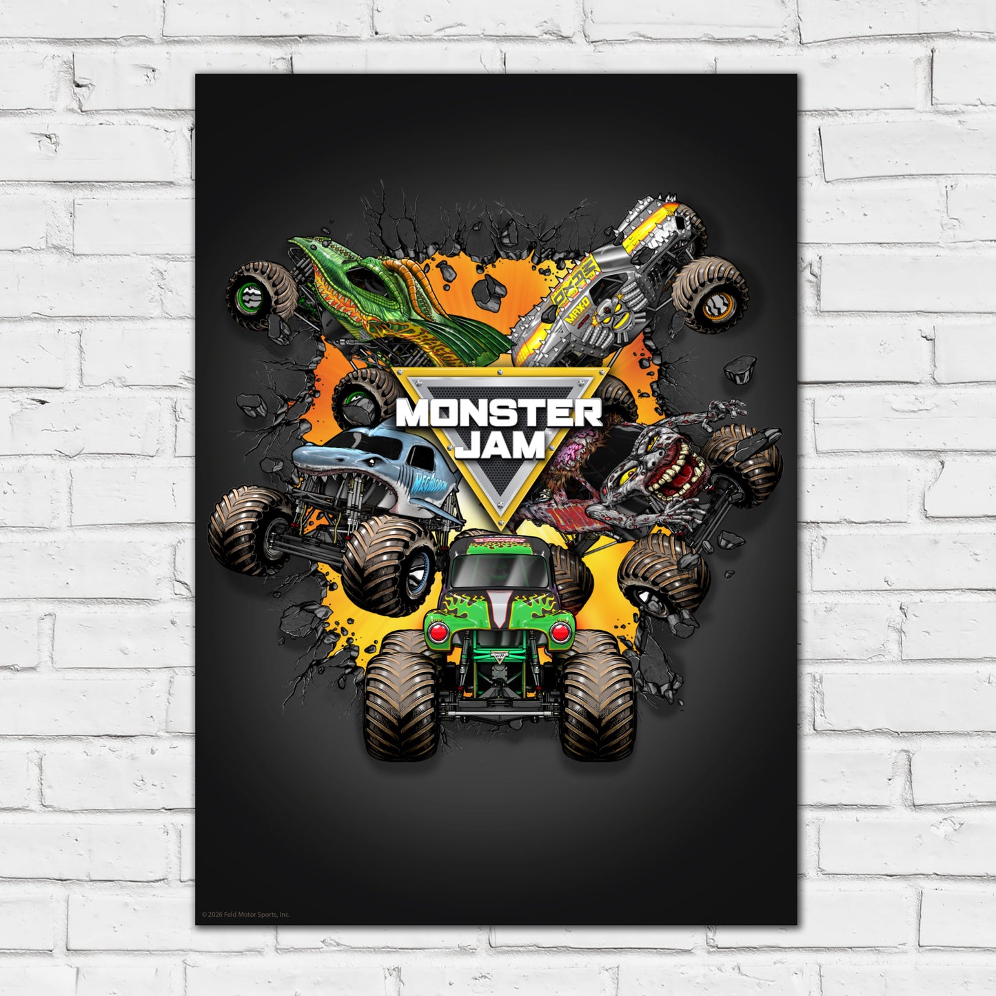 Monster Jam Print - Group Breaking Wall Poster Wall Art