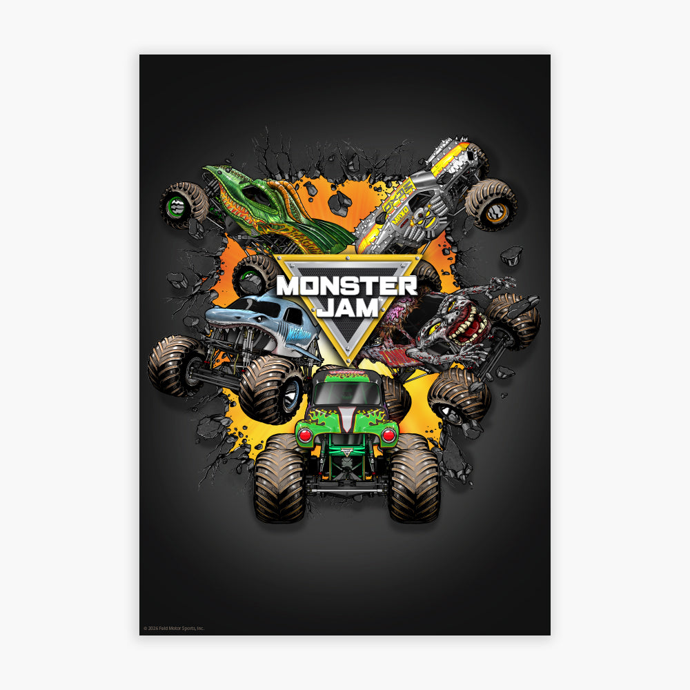 Monster Jam Print - Group Breaking Wall Poster Wall Art