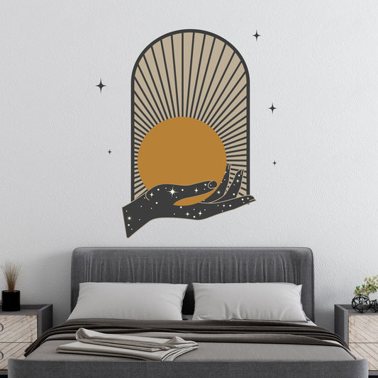 Bedroom Wall Sticker - Moon in Hand Boho Decal Wall Art