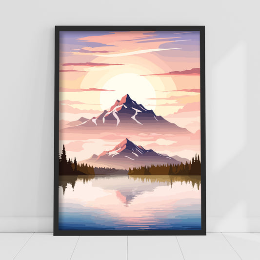 Mountain Wall Print - Lake View Poster Wall Art