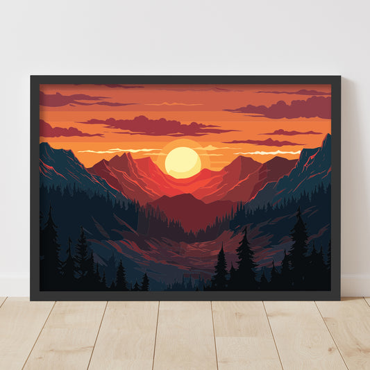 Mountain Wall Print - Peaks Sunset Poster Wall Art
