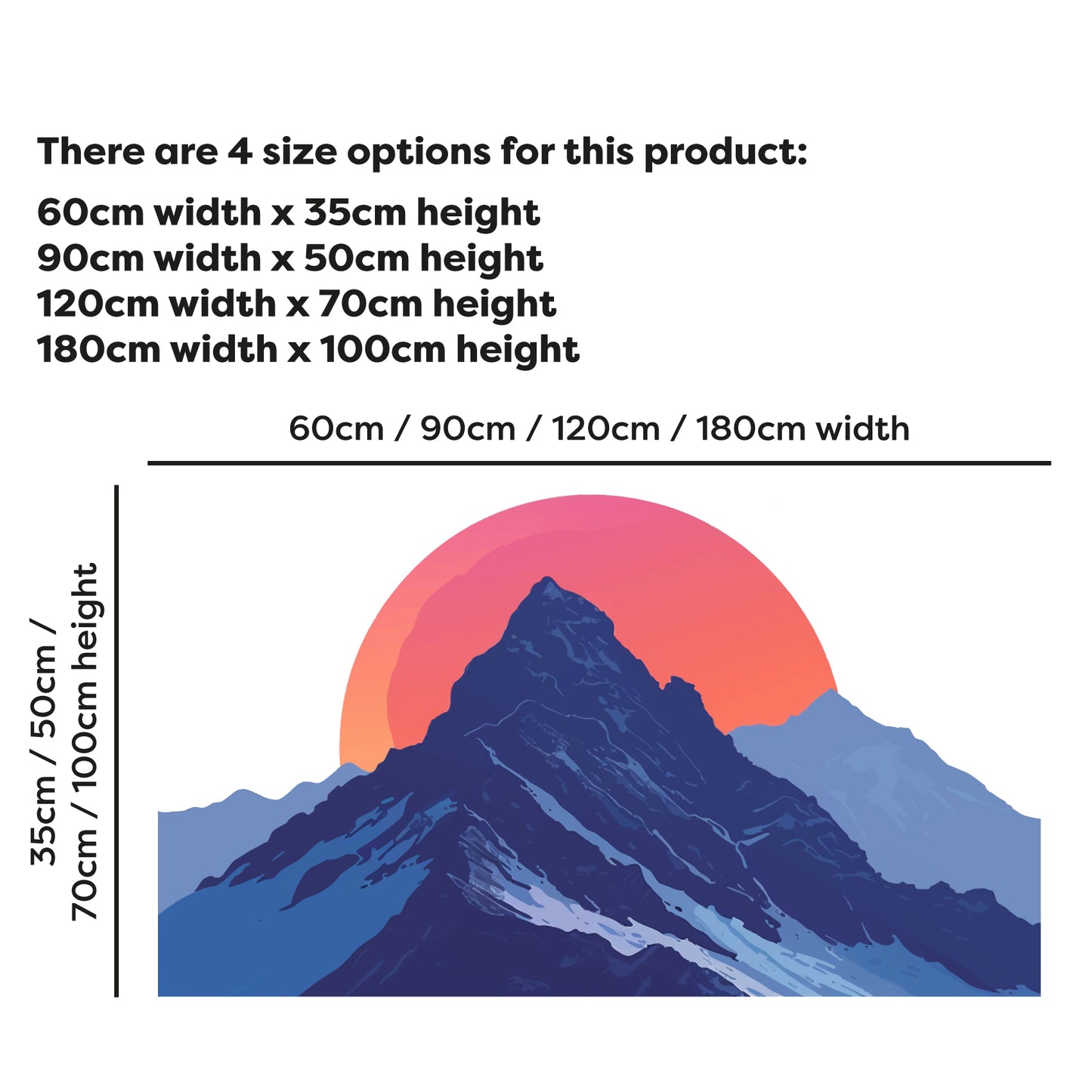 Living Room Wall Sticker - Mountain Sunrise Decal Wall Art