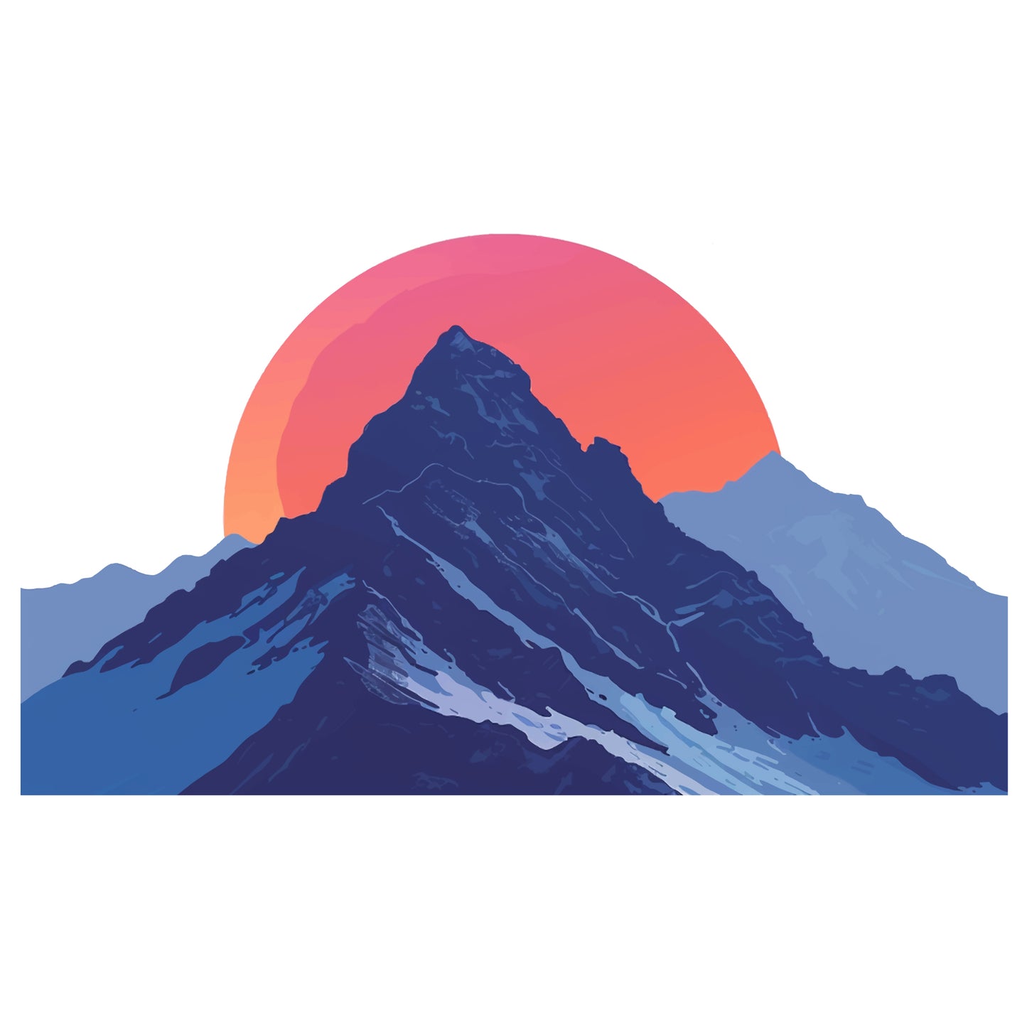 Living Room Wall Sticker - Mountain Sunrise Decal Wall Art